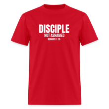 Load image into Gallery viewer, Disciple – Not Ashamed Romans 1:16 Faith Shirt - red