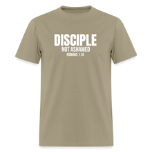 Load image into Gallery viewer, Disciple – Not Ashamed Romans 1:16 Faith Shirt - khaki
