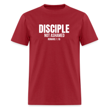 Load image into Gallery viewer, Disciple – Not Ashamed Romans 1:16 Faith Shirt - dark red
