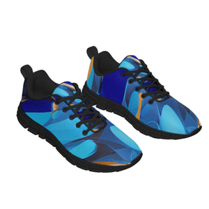 Blues Abstract Design Women's Shoes With Black Sole