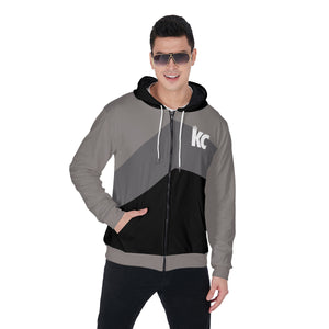 All-Over Print Zip Up Hoodie With Pocket