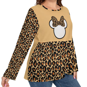 Leopard Print inspred T-shirt With Double Layer Stacking(Plus Size)