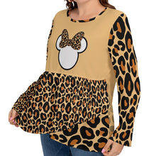 Load image into Gallery viewer, Leopard Print inspred T-shirt With Double Layer Stacking(Plus Size)
