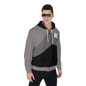 All-Over Print Zip Up Hoodie With Pocket