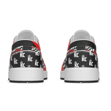 Load image into Gallery viewer, Red Black Rose Checkered Women&#39;s Low State Leather Stitching Shoes
