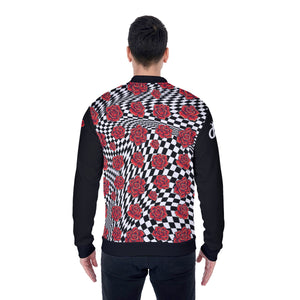 All-Over Print Men's Baseball Jacket with Fuzzy Fleece