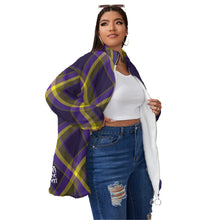 Load image into Gallery viewer, Kingdom Citizen Purple and Gold Women&#39;s Borg Fleece Collar Coat
