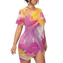 Load image into Gallery viewer, All-Over Print Women’s Stacked Hem Dress With Short Sleeve（Plus Size）
