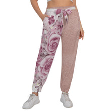 Load image into Gallery viewer, Rose Gold Print Women’s Trousers With Waist Belt(Plus Size)
