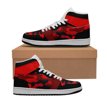 Load image into Gallery viewer, Red Black Camo Men&#39;s Synthetic Leather Stitching Shoes
