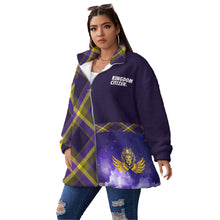 Load image into Gallery viewer, Kingdom Citizen Purple and Gold Women&#39;s Borg Fleece Collar Coat
