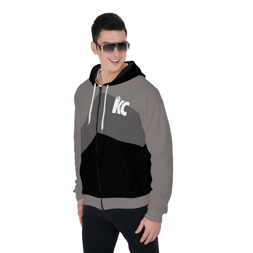 All-Over Print Zip Up Hoodie With Pocket