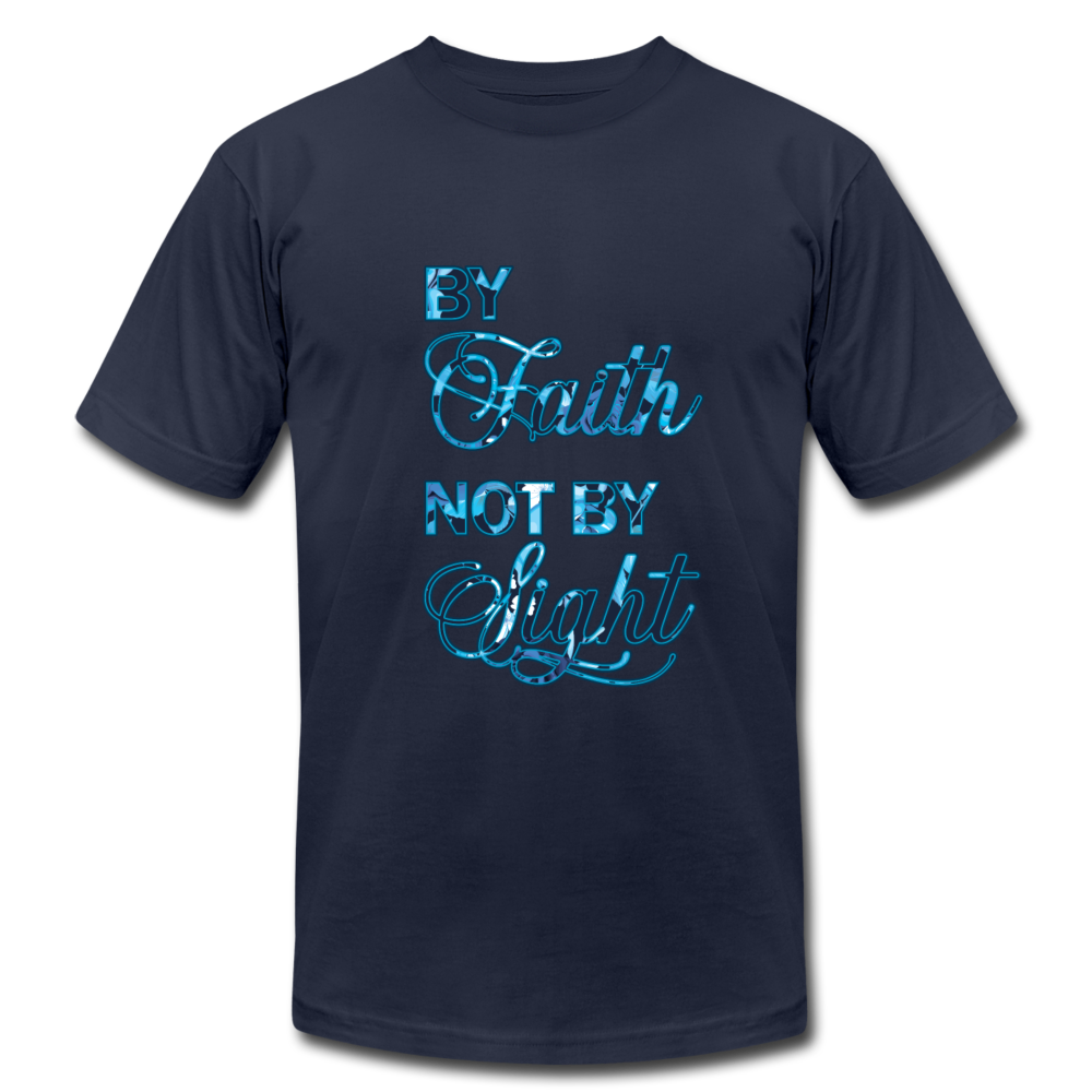 By Faith Not by Sight Unisex Jersey T-Shirt by Bella + Canvas - navy