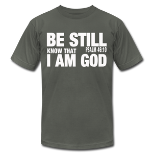 Be Still and Know I am God Unisex Jersey T-Shirt by Bella + Canvas - asphalt