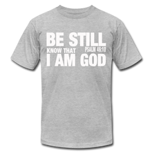 Load image into Gallery viewer, Be Still and Know I am God Unisex Jersey T-Shirt by Bella + Canvas - heather gray
