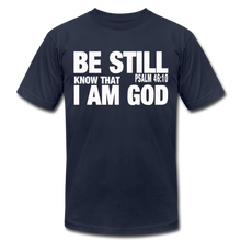 Load image into Gallery viewer, Be Still and Know I am God Unisex Jersey T-Shirt by Bella + Canvas - navy
