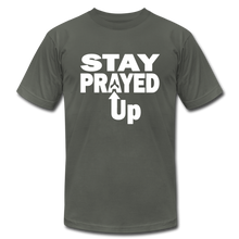 Load image into Gallery viewer, Staying prayed up Unisex Jersey T-Shirt by Bella + Canvas - asphalt
