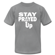 Load image into Gallery viewer, Staying prayed up Unisex Jersey T-Shirt by Bella + Canvas - slate
