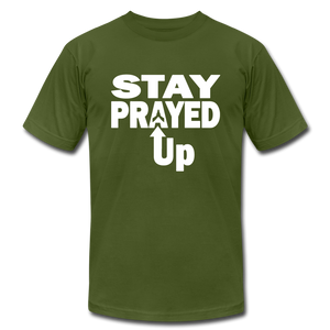Staying prayed up Unisex Jersey T-Shirt by Bella + Canvas - olive