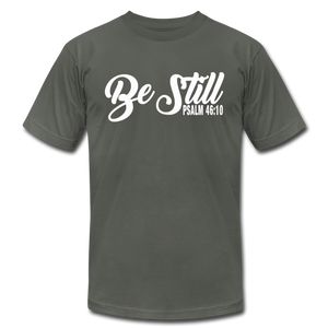 Be Still Unisex Jersey T-Shirt by Bella + Canvas - asphalt