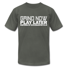 Load image into Gallery viewer, Grind Now Play Later Unisex Jersey T-Shirt by Bella + Canvas - asphalt
