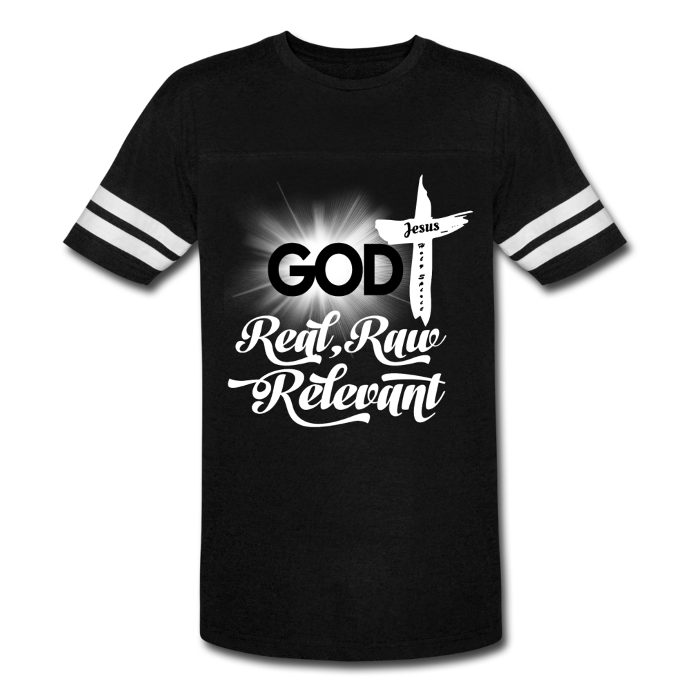 God Real Raw Relevant Vintage Sport T-Shirt - black/white
