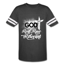 Load image into Gallery viewer, God Real Raw Relevant Vintage Sport T-Shirt - vintage smoke/white

