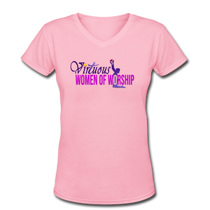 Virtuous Women of Worship Women's V-Neck T-Shirt - pink