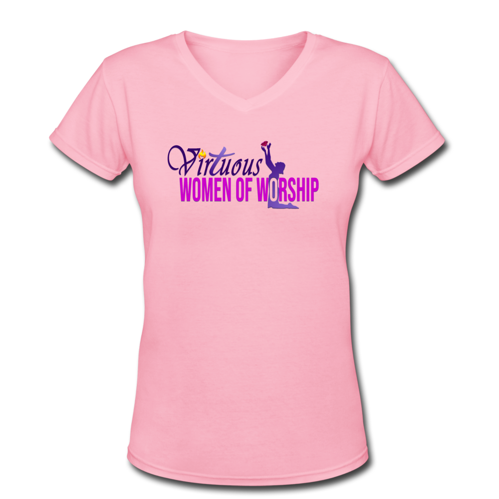 Virtuous Women of Worship Women's V-Neck T-Shirt - pink