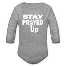 Load image into Gallery viewer, Stay Prayed Up Organic Long Sleeve Baby Bodysuit - heather gray
