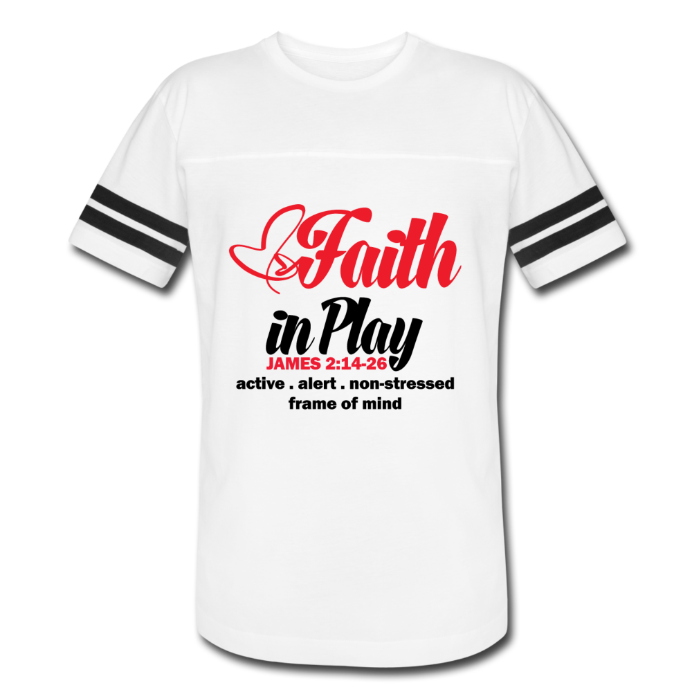 Faith in Play Vintage Sport T-Shirt - white/black