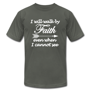 Walk by Faith Unisex Jersey T-Shirt by Bella + Canvas - asphalt