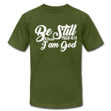 Load image into Gallery viewer, Be Still and Know Unisex Jersey T-Shirt by Bella + Canvas - olive
