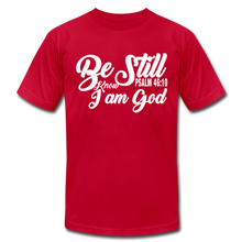 Load image into Gallery viewer, Be Still and Know Unisex Jersey T-Shirt by Bella + Canvas - red
