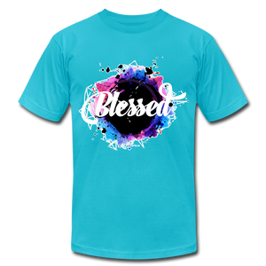 Blessed Unisex Jersey T-Shirt by Bella + Canvas - turquoise