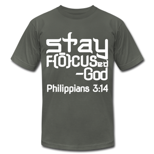Stay Focus Unisex Jersey T-Shirt by Bella + Canvas - asphalt