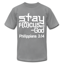 Load image into Gallery viewer, Stay Focus Unisex Jersey T-Shirt by Bella + Canvas - slate
