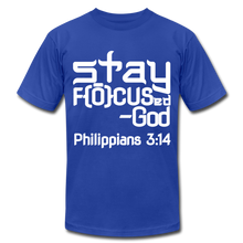Load image into Gallery viewer, Stay Focus Unisex Jersey T-Shirt by Bella + Canvas - royal blue
