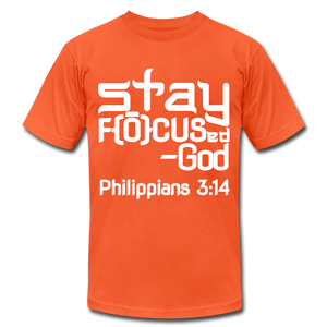 Stay Focus Unisex Jersey T-Shirt by Bella + Canvas - orange