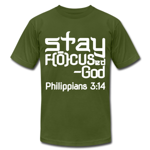 Stay Focus Unisex Jersey T-Shirt by Bella + Canvas - olive