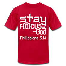 Load image into Gallery viewer, Stay Focus Unisex Jersey T-Shirt by Bella + Canvas - red
