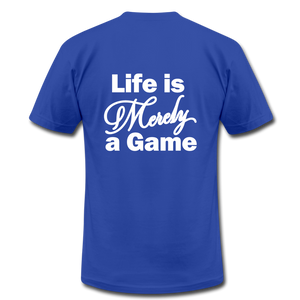 Pray Then Play Unisex Jersey T-Shirt by Bella + Canvas - royal blue