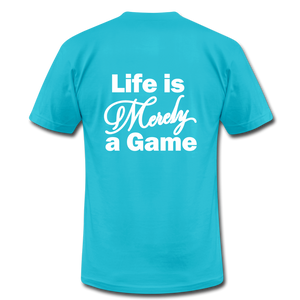 Pray Then Play Unisex Jersey T-Shirt by Bella + Canvas - turquoise