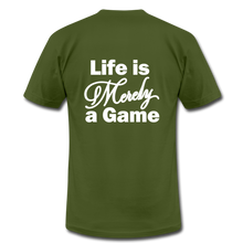 Load image into Gallery viewer, Pray Then Play Unisex Jersey T-Shirt by Bella + Canvas - olive
