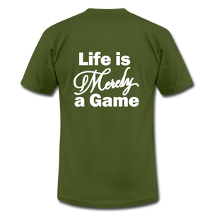 Pray Then Play Unisex Jersey T-Shirt by Bella + Canvas - olive