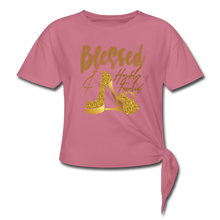 Load image into Gallery viewer, Blessed and Highly Favored Women&#39;s Knotted T-Shirt - mauve
