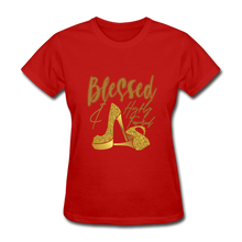 Load image into Gallery viewer, Blessed and Highly Favored Women&#39;s T-Shirt - red

