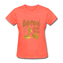 Load image into Gallery viewer, Blessed and Highly Favored Women&#39;s T-Shirt - heather coral
