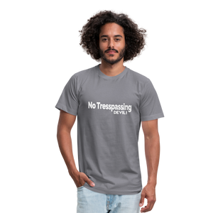 No Tresspassing Unisex Jersey T-Shirt by Bella + Canvas - slate