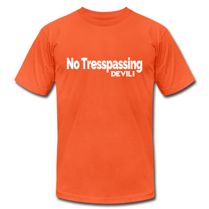 No Tresspassing Unisex Jersey T-Shirt by Bella + Canvas - orange